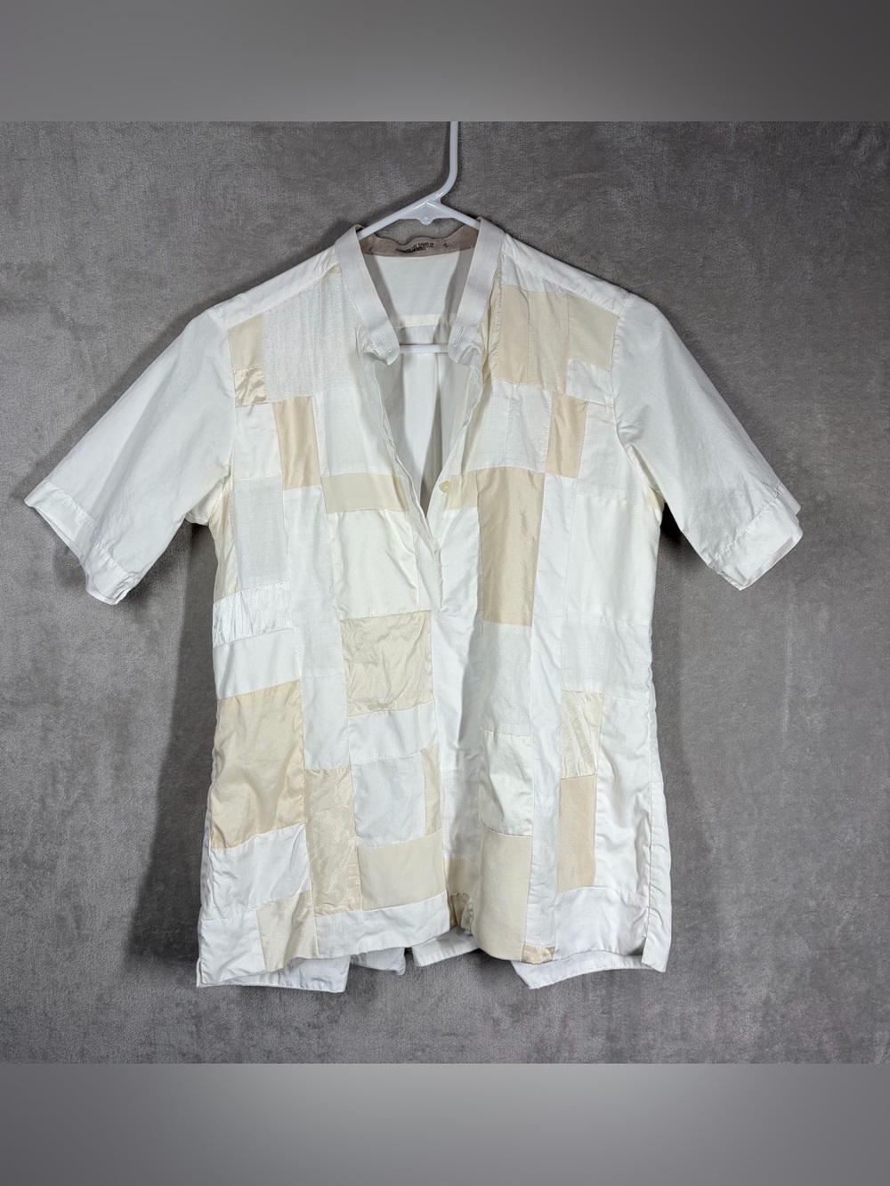 Jussara‎ Lee Patchwork Shirt Size 36 White Minimalist Designer Sustainable